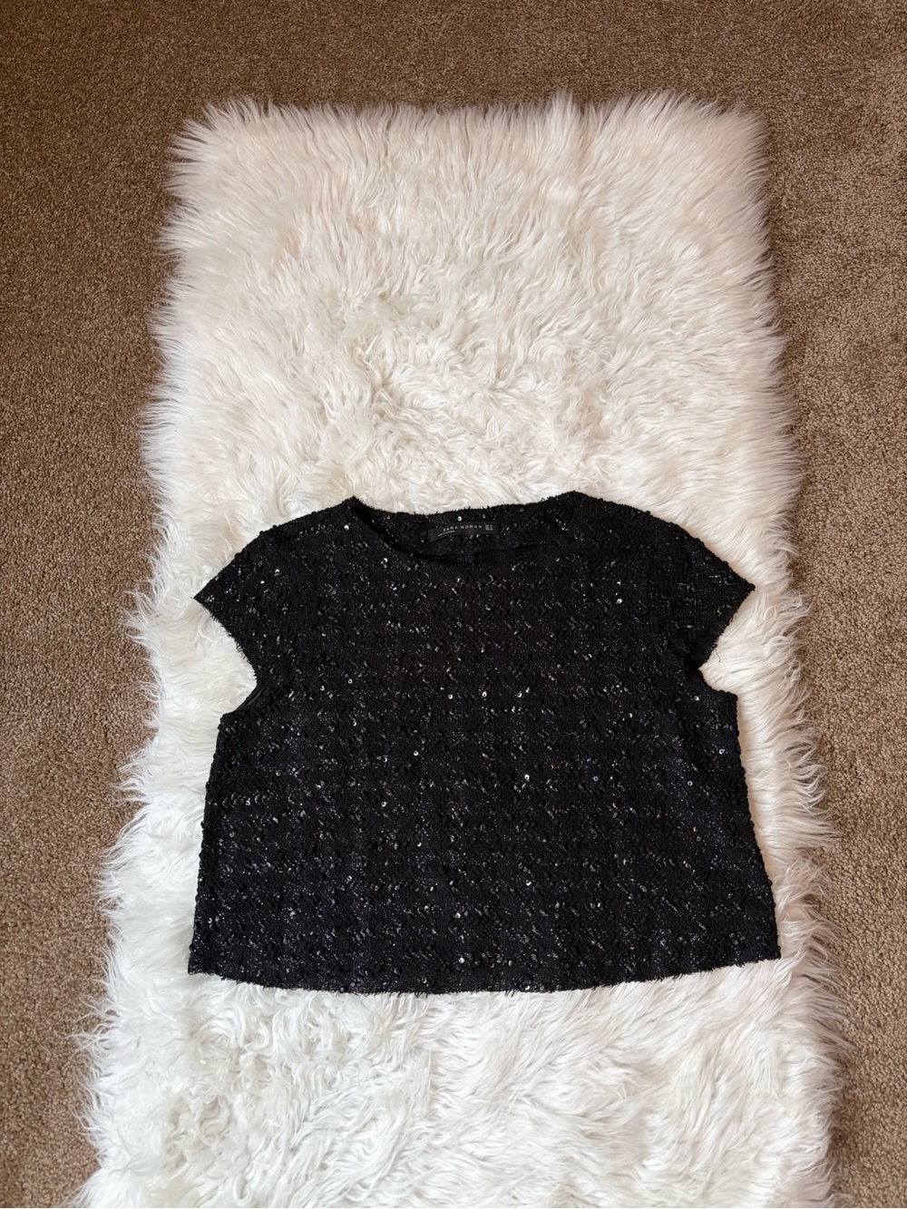 Woman Black Sequin Top